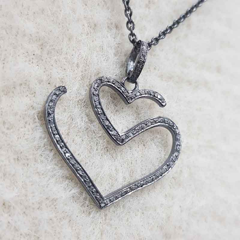 Handmade Designer Heart Style pendant, Stylish Heart Necklace, Silver Jewelry