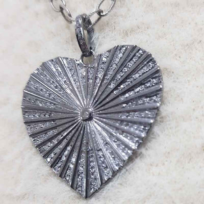 925 Solid Sterling Silver Natural Pave Diamond Heart Pendant, Gift For Her, Silver Jewelry