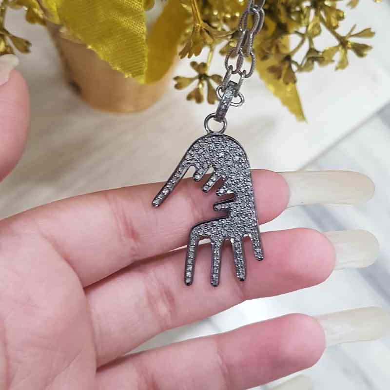 Black Beautiful Designer Hamsa Hand Pendant, Hamsa Hand Necklace, Gift For her, Him