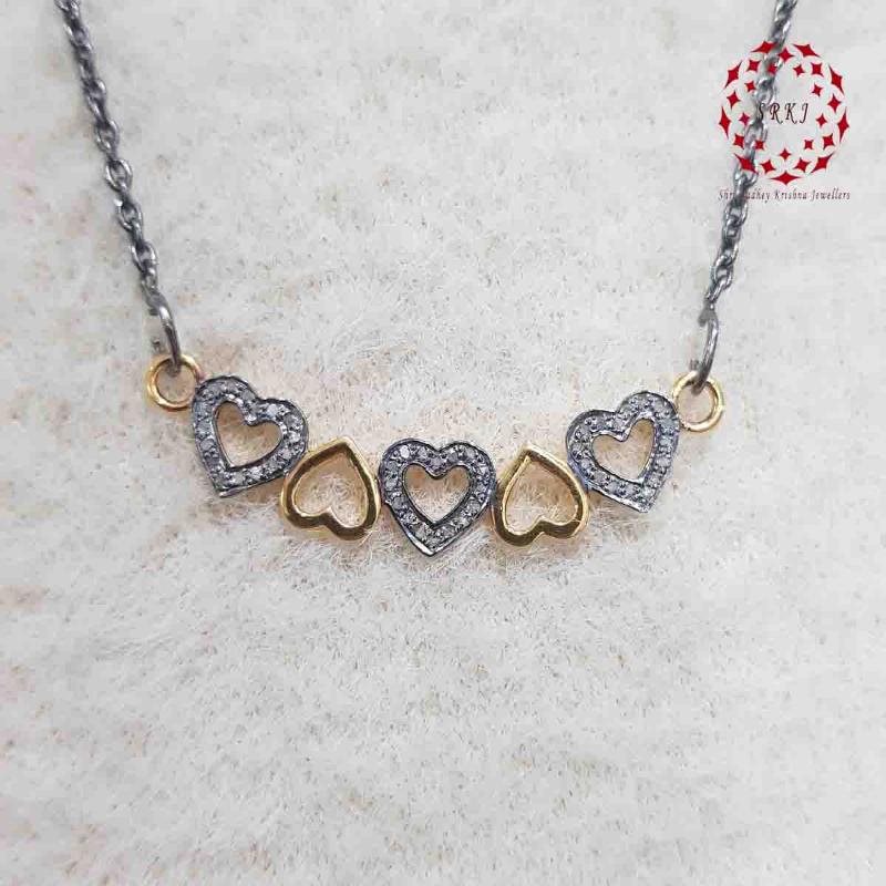 Gorgeous Pave Diamond Joined Heart Pendant, Handmade Heart Necklace, Silver Jewelry