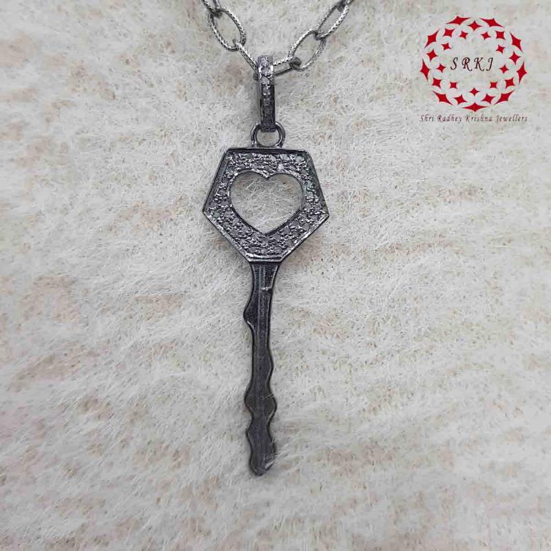 Little Open Heart Designer Key Pendant, Heart's Key Pendant, Silver Jewelry, Gift For Someone