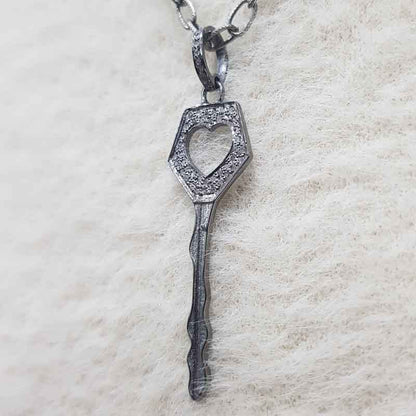 Little Open Heart Designer Key Pendant, Heart's Key Pendant, Silver Jewelry, Gift For Someone