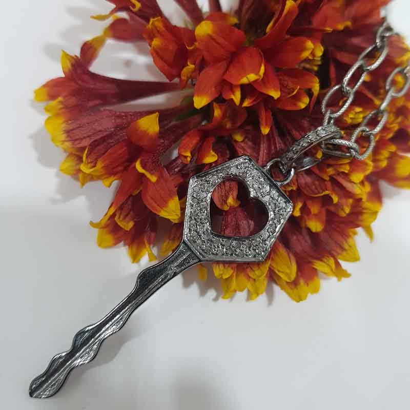 Little Open Heart Designer Key Pendant, Heart's Key Pendant, Silver Jewelry, Gift For Someone