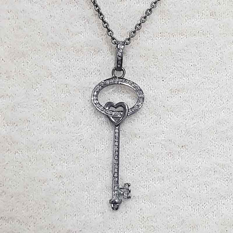 Glorious Key Pendant, Little Heart Key Necklace, Silver Jewelry, Gift For Favorite One