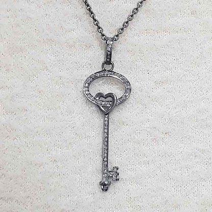 Glorious Key Pendant, Little Heart Key Necklace, Silver Jewelry, Gift For Favorite One