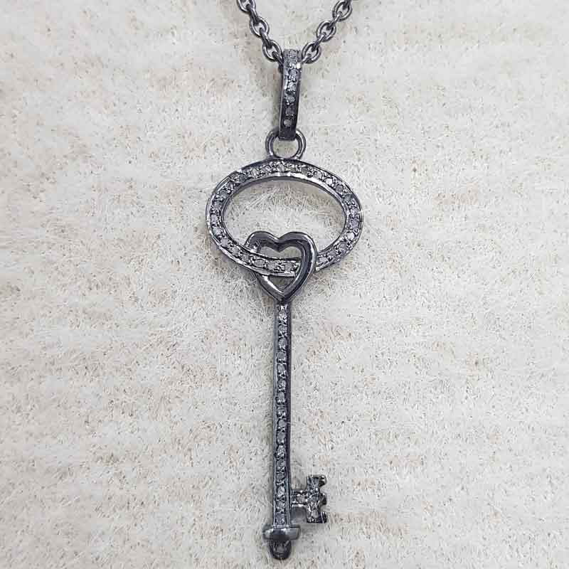 Glorious Key Pendant, Little Heart Key Necklace, Silver Jewelry, Gift For Favorite One