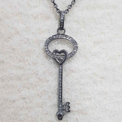 Glorious Key Pendant, Little Heart Key Necklace, Silver Jewelry, Gift For Favorite One