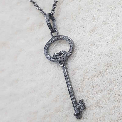 Glorious Key Pendant, Little Heart Key Necklace, Silver Jewelry, Gift For Favorite One