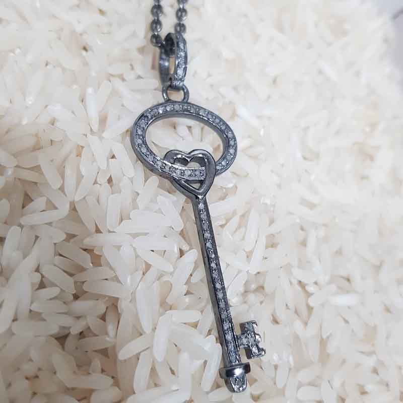 Glorious Key Pendant, Little Heart Key Necklace, Silver Jewelry, Gift For Favorite One