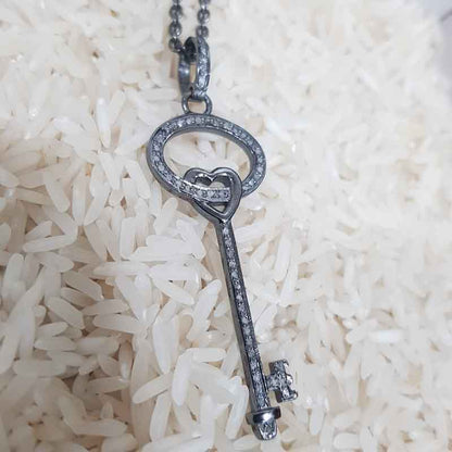 Glorious Key Pendant, Little Heart Key Necklace, Silver Jewelry, Gift For Favorite One