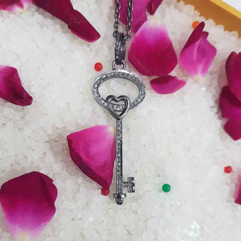 Glorious Key Pendant, Little Heart Key Necklace, Silver Jewelry, Gift For Favorite One