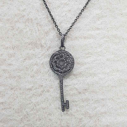 Round Designer Fancy Style key Pendant, Unique Fancy Key Necklace, Gift For Love