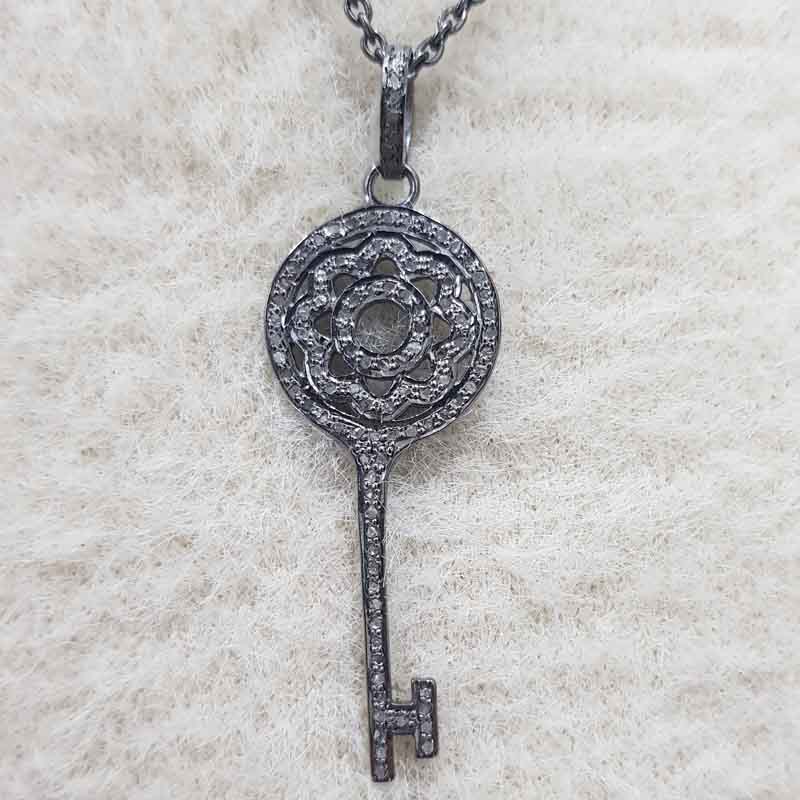 Round Designer Fancy Style key Pendant, Unique Fancy Key Necklace, Gift For Love