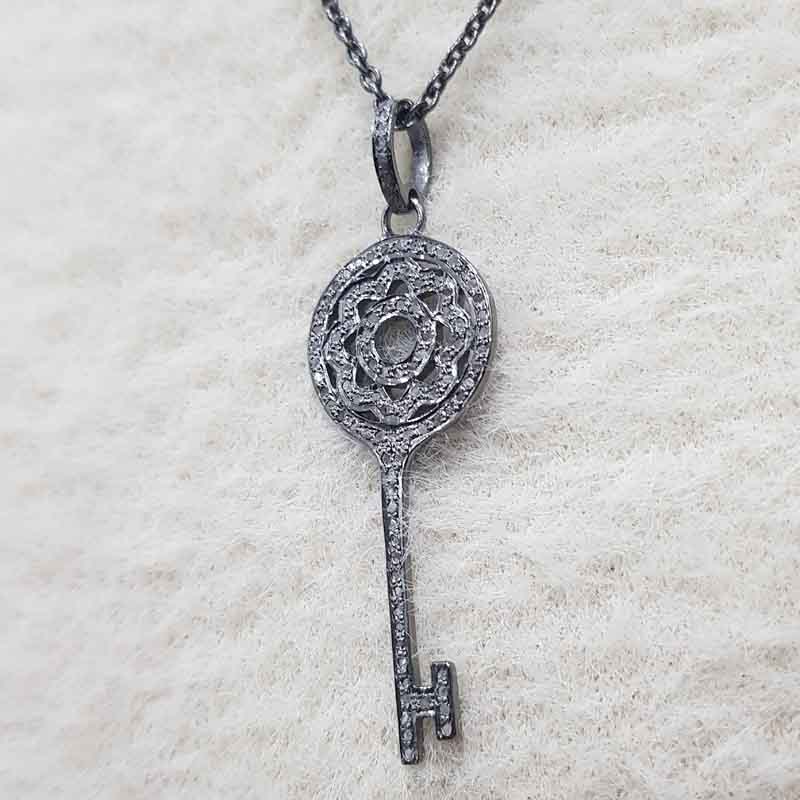 Round Designer Fancy Style key Pendant, Unique Fancy Key Necklace, Gift For Love