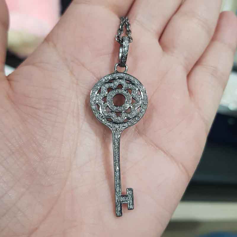 Round Designer Fancy Style key Pendant, Unique Fancy Key Necklace, Gift For Love