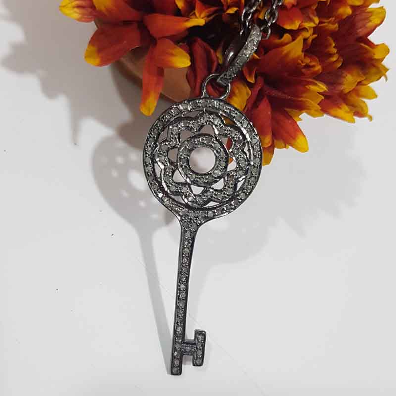 Round Designer Fancy Style key Pendant, Unique Fancy Key Necklace, Gift For Love