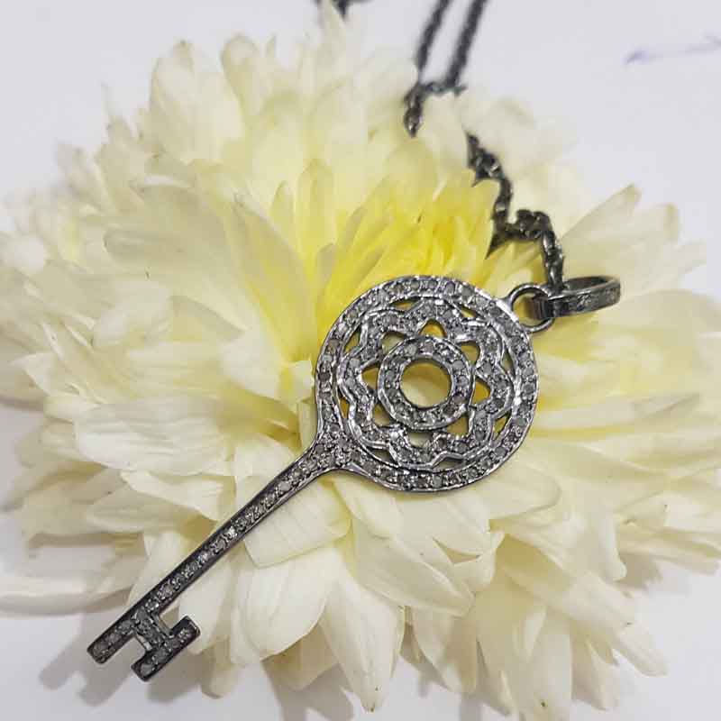 Round Designer Fancy Style key Pendant, Unique Fancy Key Necklace, Gift For Love