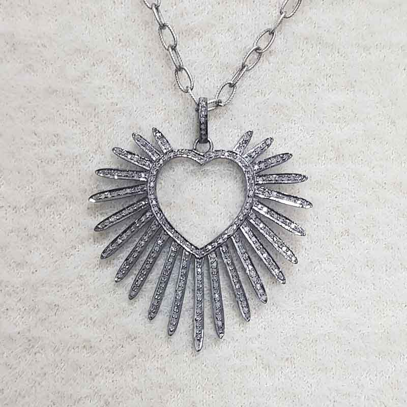 Stylish Heart Designer Pendant With Pave Layers, Unique heart Necklace, Gift For Someone Special