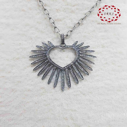 Stylish Heart Designer Pendant With Pave Layers, Unique heart Necklace, Gift For Someone Special