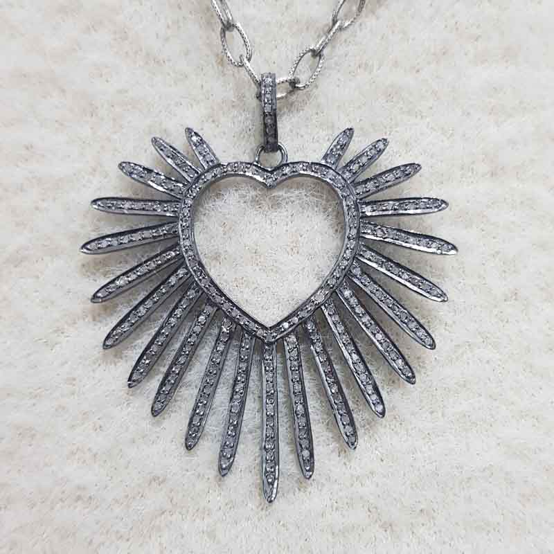 Stylish Heart Designer Pendant With Pave Layers, Unique heart Necklace, Gift For Someone Special