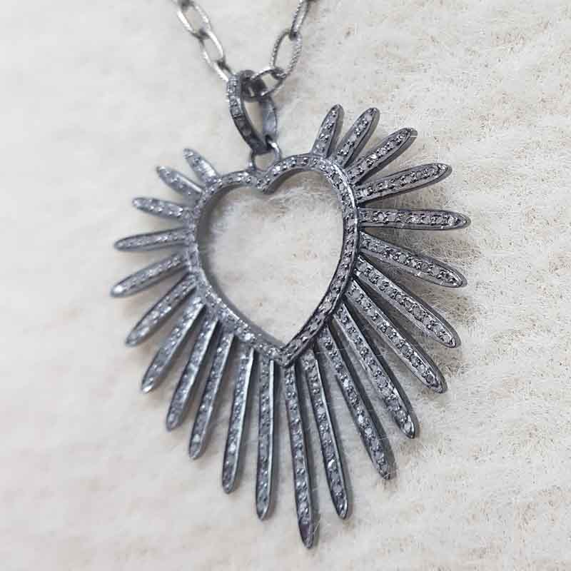 Stylish Heart Designer Pendant With Pave Layers, Unique heart Necklace, Gift For Someone Special