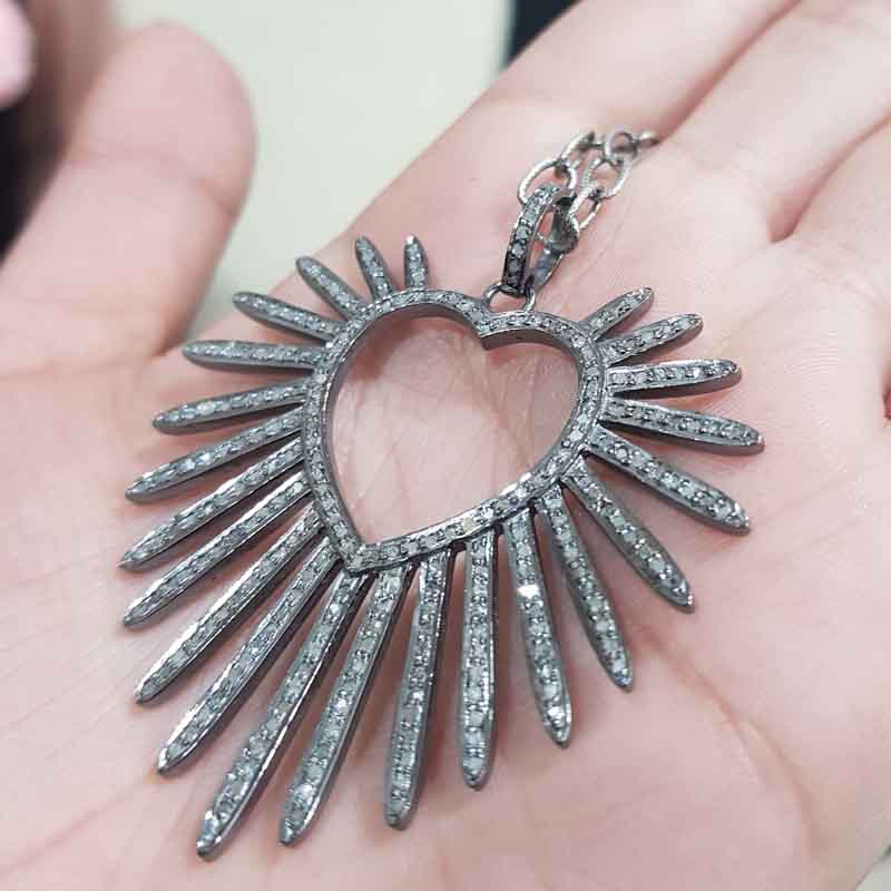 Stylish Heart Designer Pendant With Pave Layers, Unique heart Necklace, Gift For Someone Special