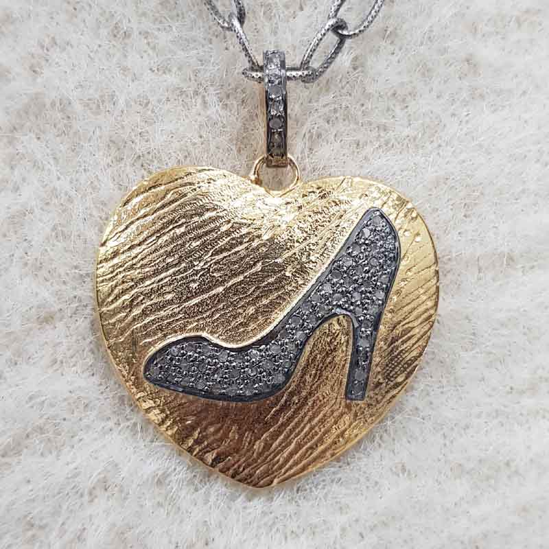 Elegant Sandal in Beautiful Heart Design Sterling Silver Pendant, Personalized Gift For Love, Silver Jewelry, Gift For Wife