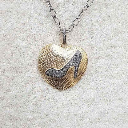 Elegant Sandal in Beautiful Heart Design Sterling Silver Pendant, Personalized Gift For Love, Silver Jewelry, Gift For Wife