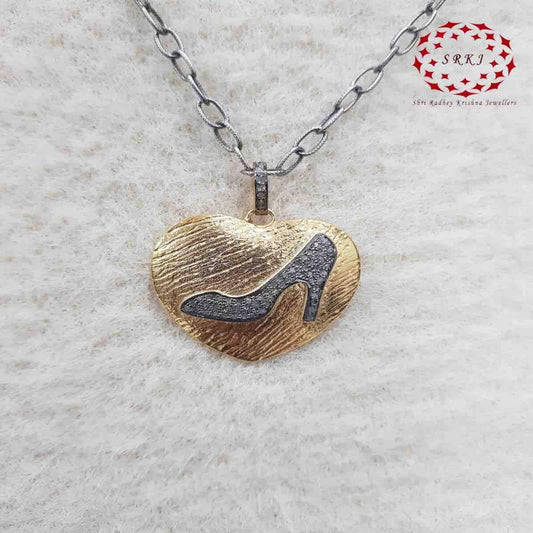 Elegant Sandal in Beautiful Heart Design Sterling Silver Pendant, Personalized Gift For Love, Silver Jewelry, Gift For Wife