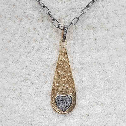 Lovely Fancy Designer Pendant With Little Pave Heart, Amazing Heart Fancy Necklace, Silver Jewelry