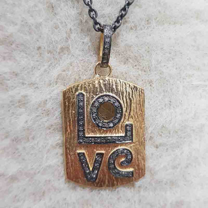 925 Solid Sterling Silver Handmade Designer Love Tag Pendant, Silver Jewelry