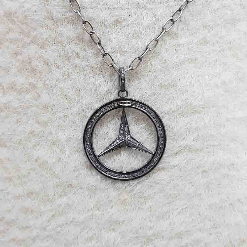 Mercedes Benz Pendant With Pave diamond layers, Handmade jewelry, Gift For Genius