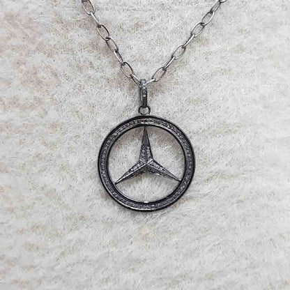 Mercedes Benz Pendant With Pave diamond layers, Handmade jewelry, Gift For Genius