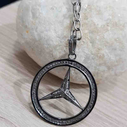 Mercedes Benz Pendant With Pave diamond layers, Handmade jewelry, Gift For Genius