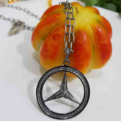 Mercedes Benz Pendant With Pave diamond layers, Handmade jewelry, Gift For Genius