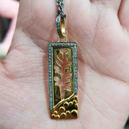 Stunning Yellow And Black Tree Style Tag Pendant, Tree Necklace, Silver jewelry, Gift For Mom