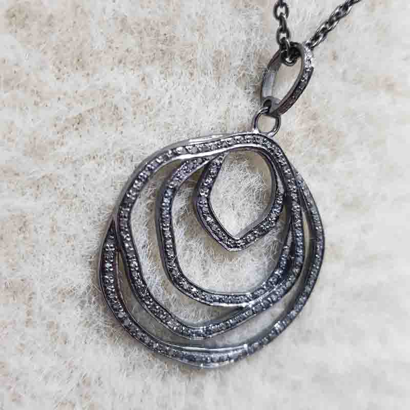 Black Beautiful Fancy Designer Handmade Style Pendant, Fancy Style Necklace, Silver Jewelry