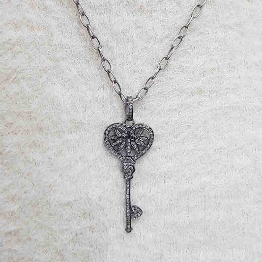 Fancy Designer 925 Sterling Silver Key Pendant, Key Necklace, Gift For her, Him