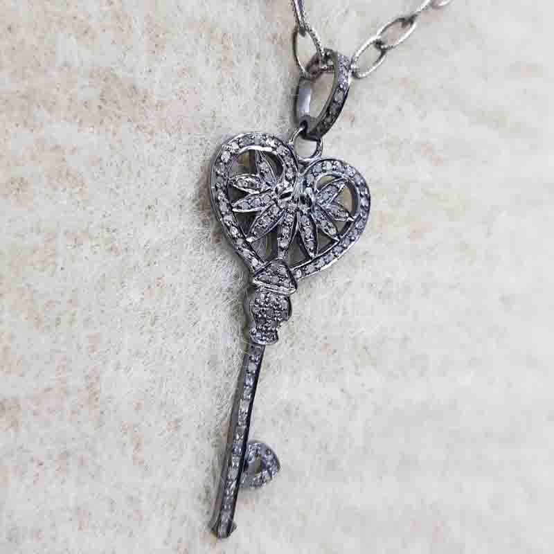 Fancy Designer 925 Sterling Silver Key Pendant, Key Necklace, Gift For her, Him