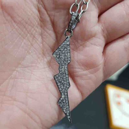 925 Sterling Silver Pave Diamond Fancy Designer Pendant, Fancy Necklace, Silver Jewelry