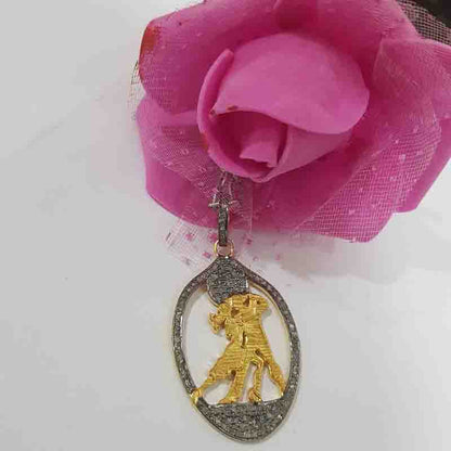 Charming Couple Pendant With Pave Diamond Layers, Dancing Couple Necklace, Silver Jewelry, Valentines Day Gift