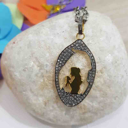 Graceful Pave Diamond Handmade Designer Fancy Pendant, Singing Girl Necklace, Silver Jewelry