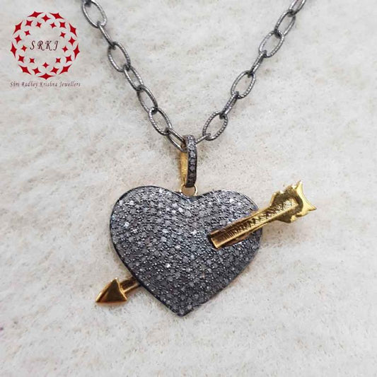 Good Looking Heart And Arrow Designer 925 Sterling Silver Pendant, Valentines Day Gift, Silver Jewelry