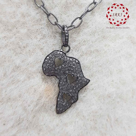 Attractive Fully Pave Diamond Fancy Design Silver Pendant, Little heart Fancy Necklace, Silver Jewelry