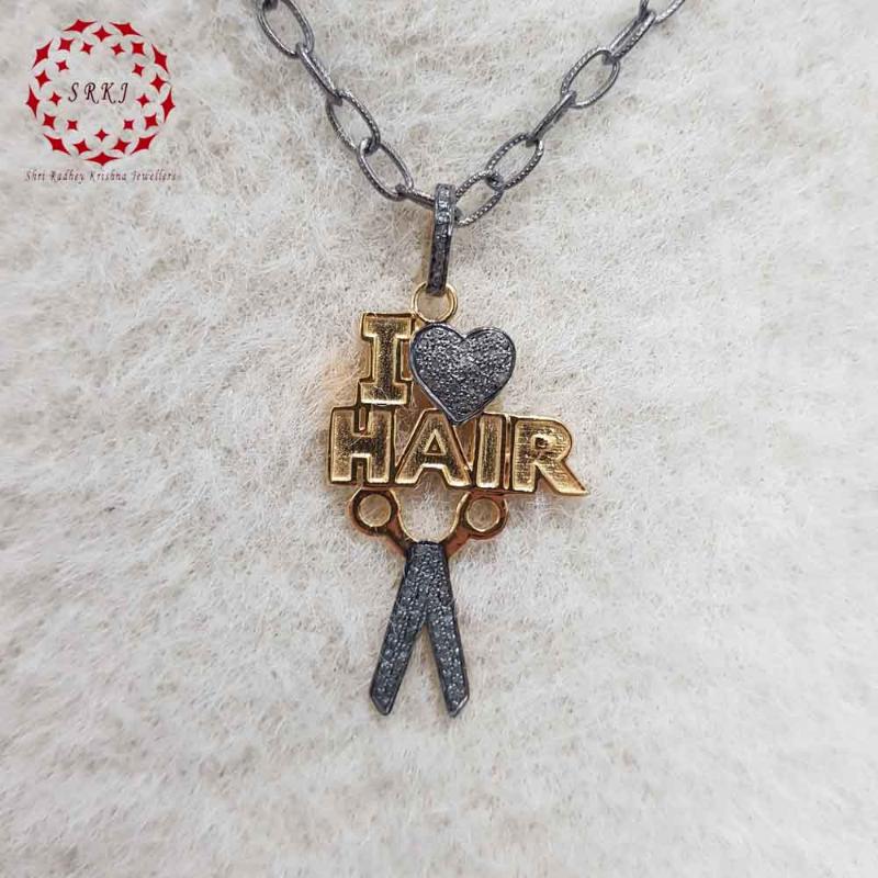 Beautiful Stylish fancy I Love Hair Pendant, Fancy Necklace For Favorite One, Silver Jewelry