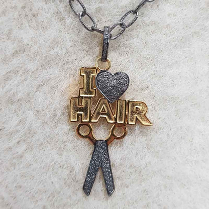 Beautiful Stylish fancy I Love Hair Pendant, Fancy Necklace For Favorite One, Silver Jewelry