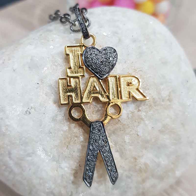 Beautiful Stylish fancy I Love Hair Pendant, Fancy Necklace For Favorite One, Silver Jewelry