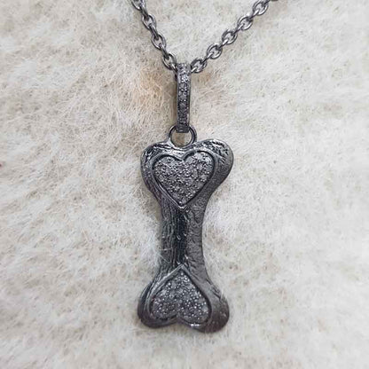 Black Plated Fancy Designer Silver Pendant, Black Fancy Necklace, Silver Jewelry