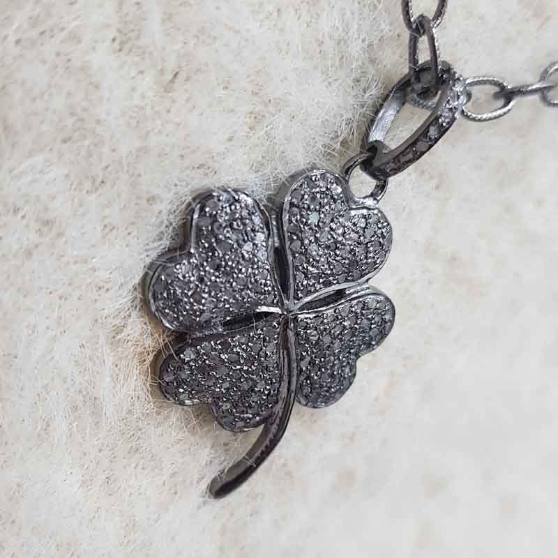 Gorgeous Pave Diamond Flower Design 925 Sterling Silver Pendant, Flower Necklace, Silver Jewelry