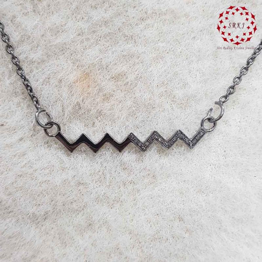 925 Sterling Silver Fancy Designer Pendant, ZigZag Necklace, Gift For Mom